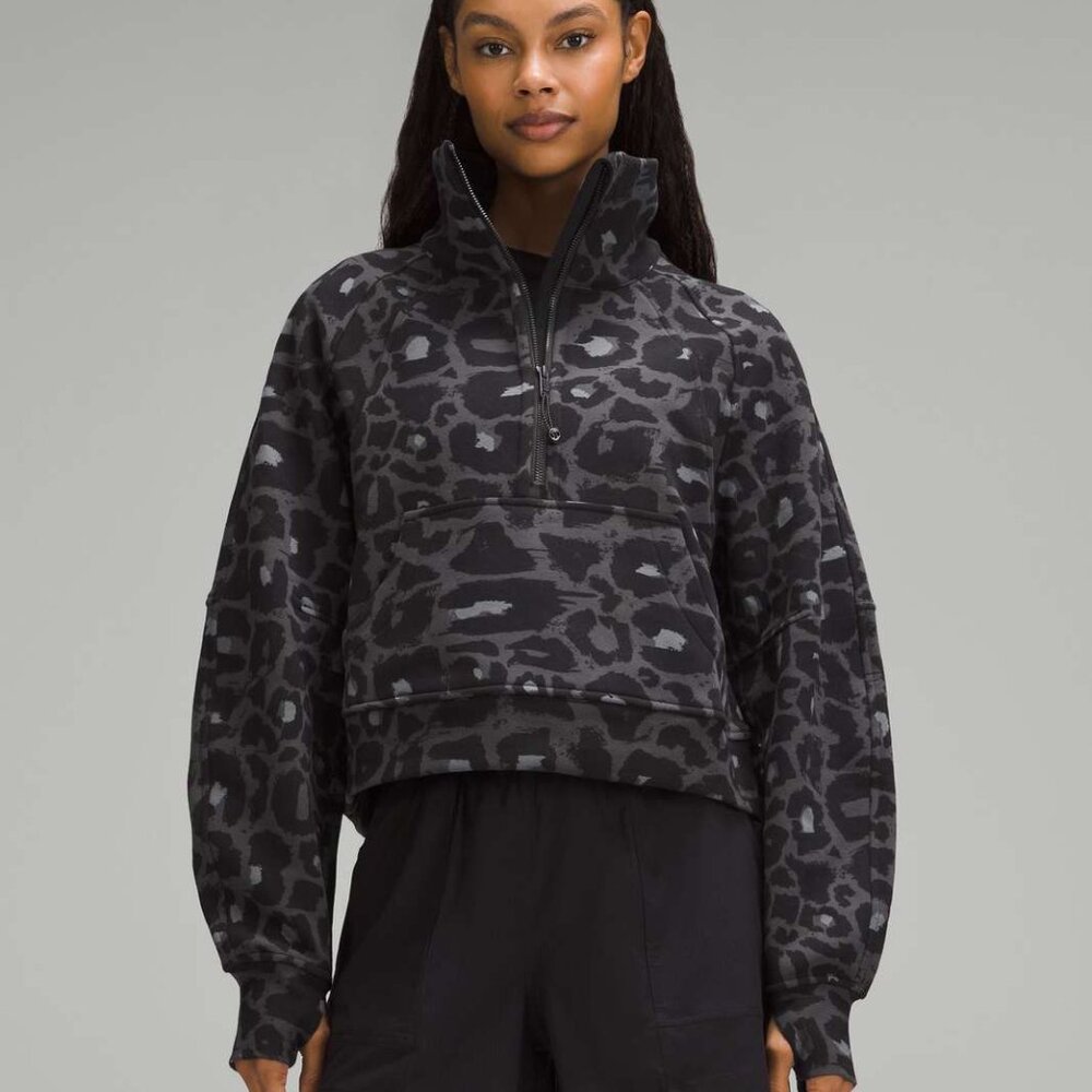 NWT lululemon Scuba Oversized Funnel-Neck Half Zip in Spray Leopard - Size M/L